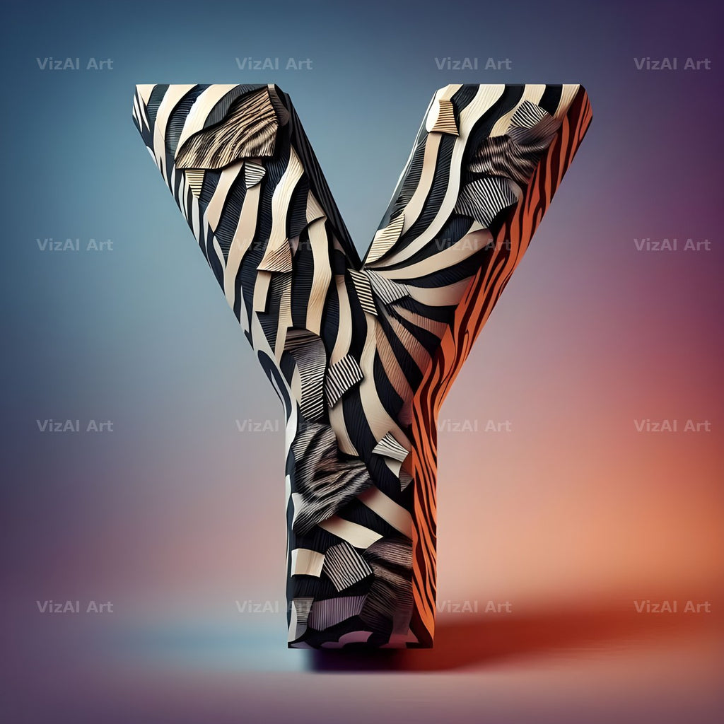 Zebra Stripe Leather alphabet letter Y