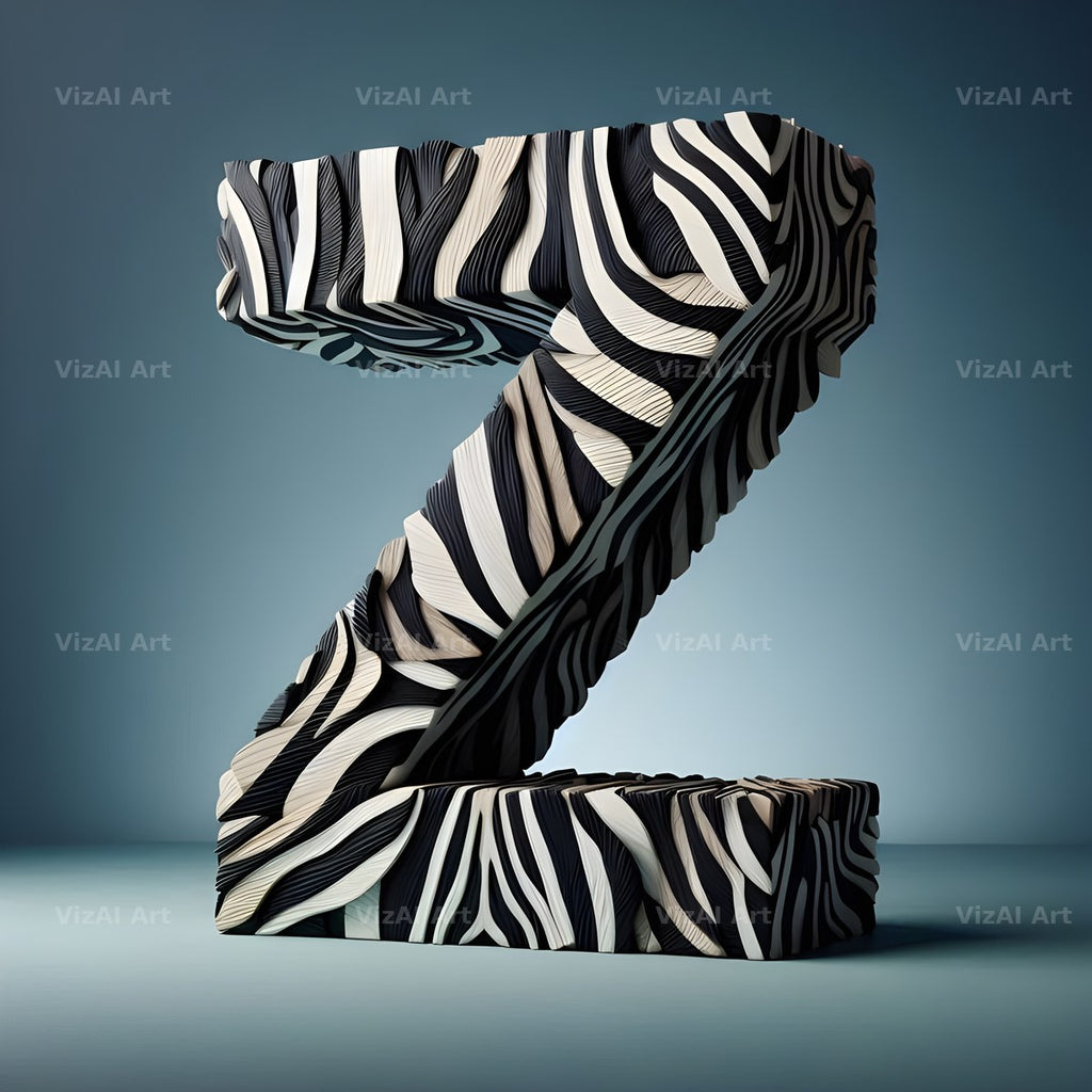 Zebra Stripe Leather alphabet letter Z