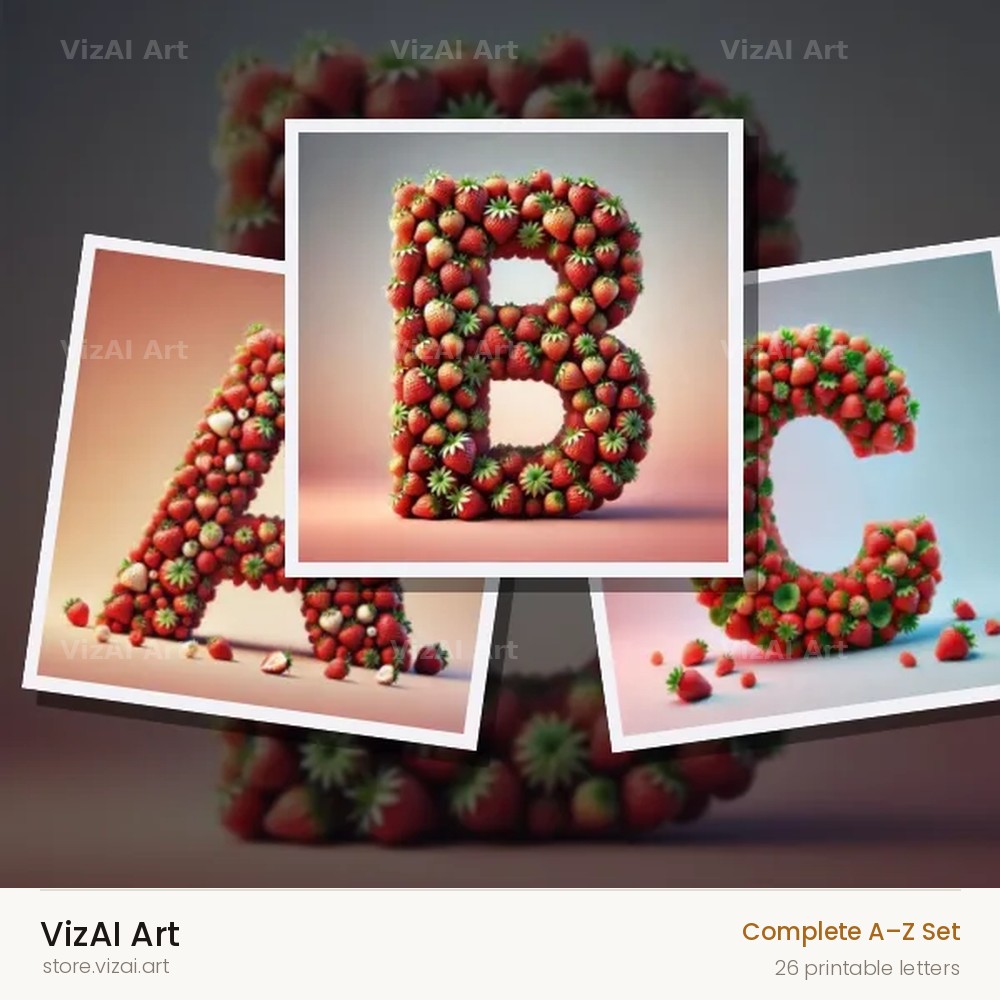 Strawberry Basket alphabet — choose an individual printable letter