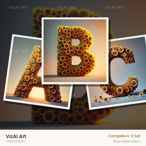 Amber Sunflower alphabet — choose an individual printable letter
