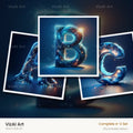 Celestial Blue Glow alphabet — choose an individual printable letter
