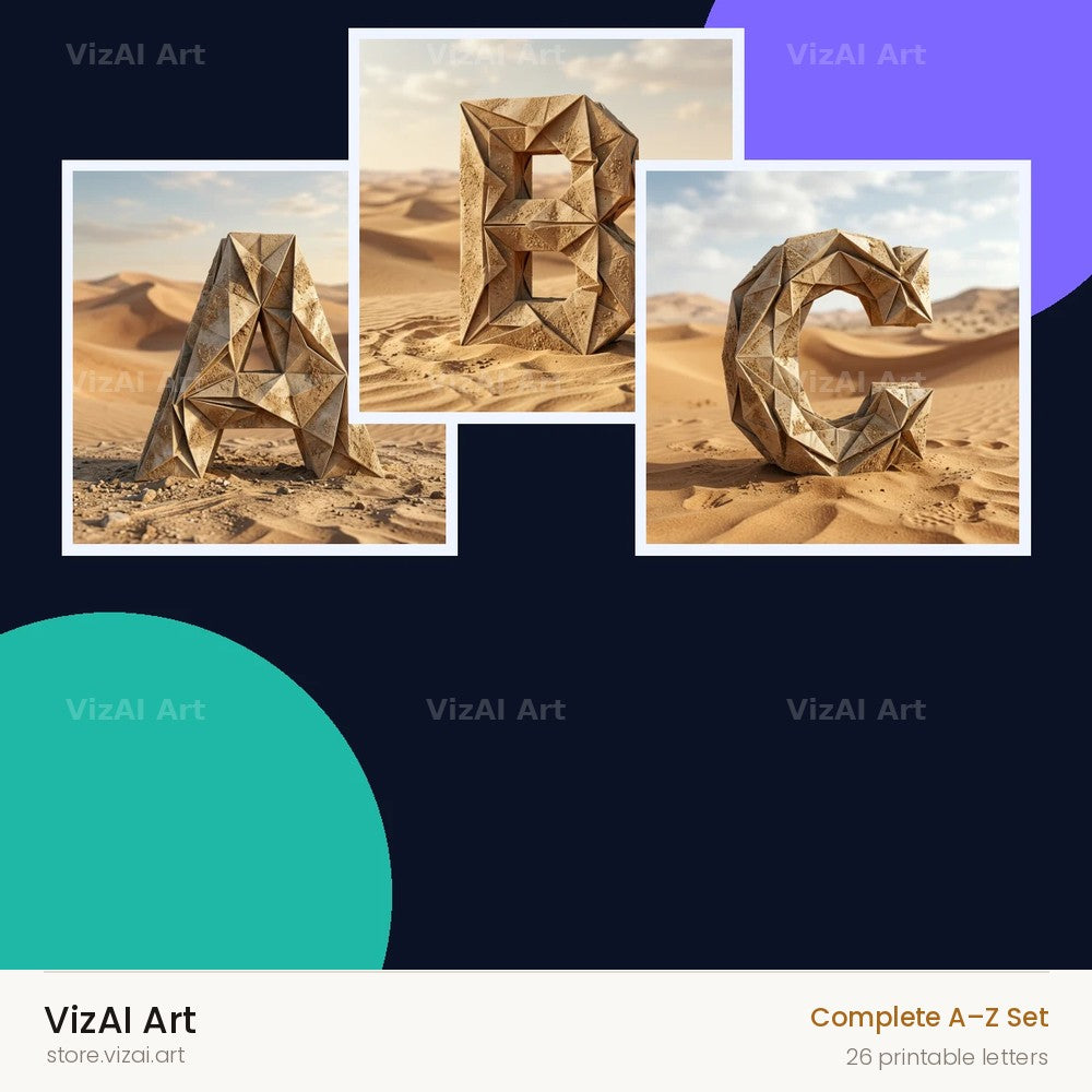 Sandstone Desert Ruin alphabet — choose an individual printable letter
