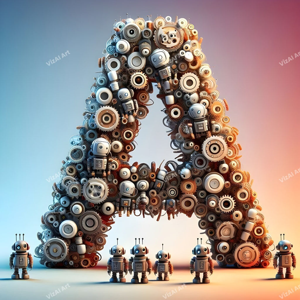 AI Robot alphabet letter A