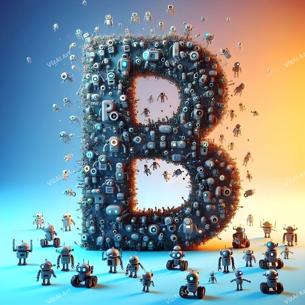 AI Robot alphabet letter B