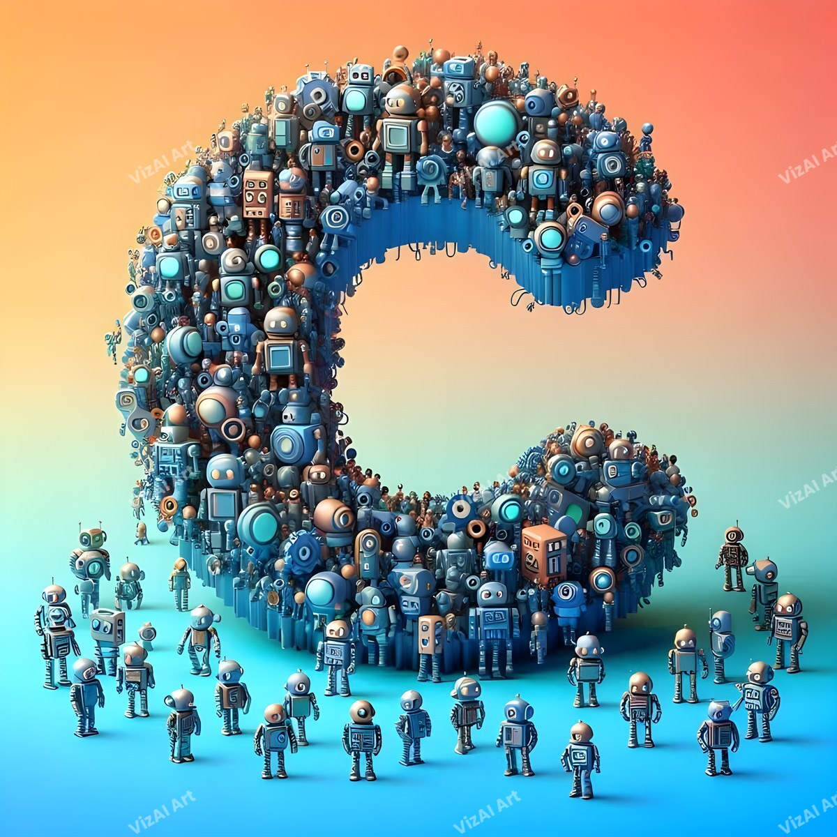 AI Robot alphabet letter C