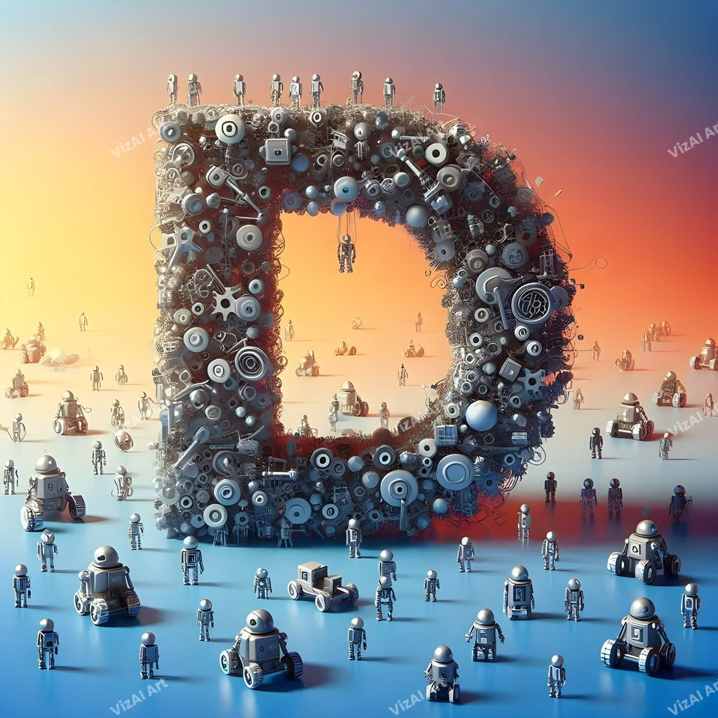 AI Robot alphabet letter D