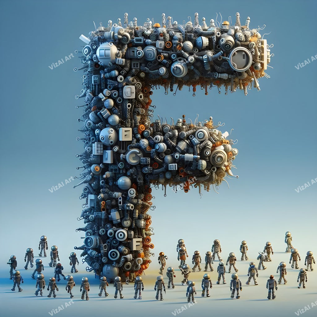 AI Robot alphabet letter F