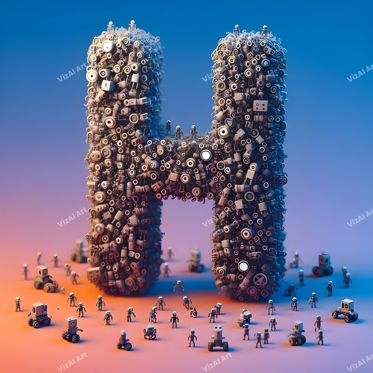 AI Robot alphabet letter H
