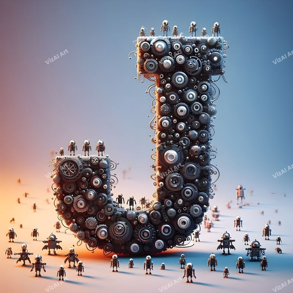 AI Robot alphabet letter J