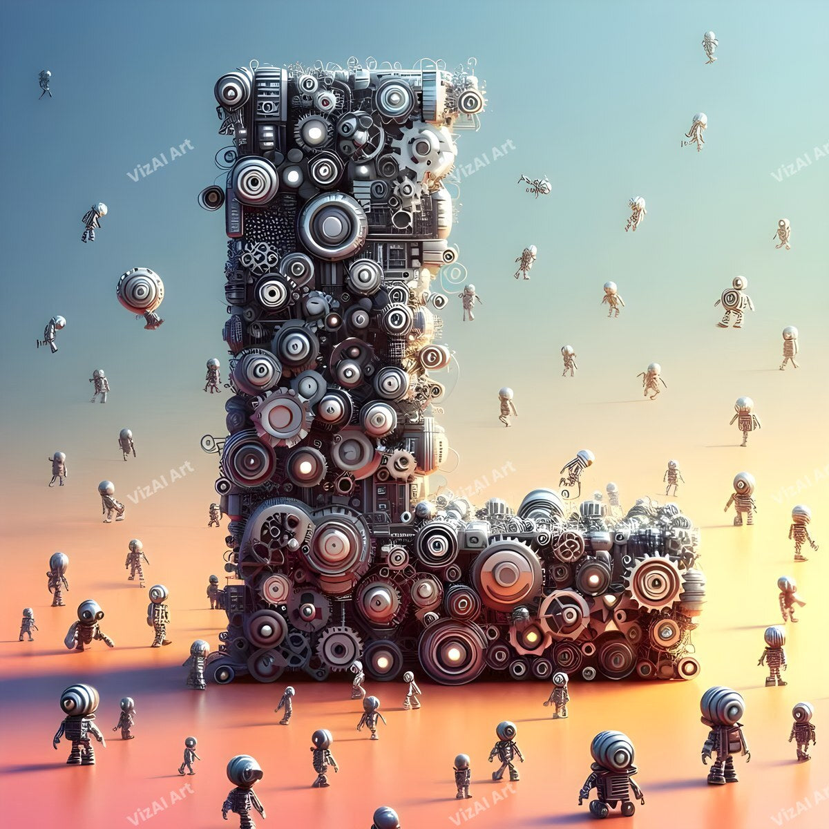 AI Robot alphabet letter L