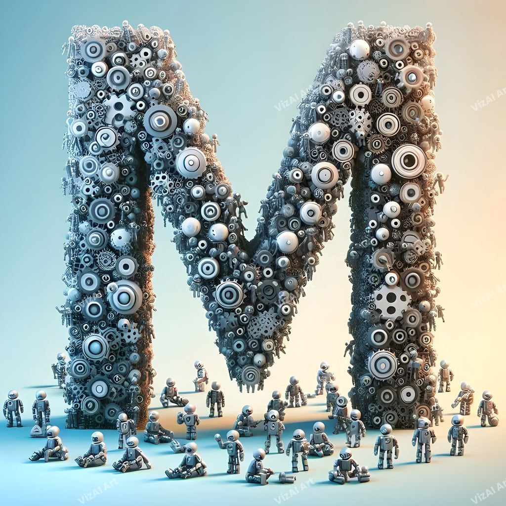 AI Robot alphabet letter M