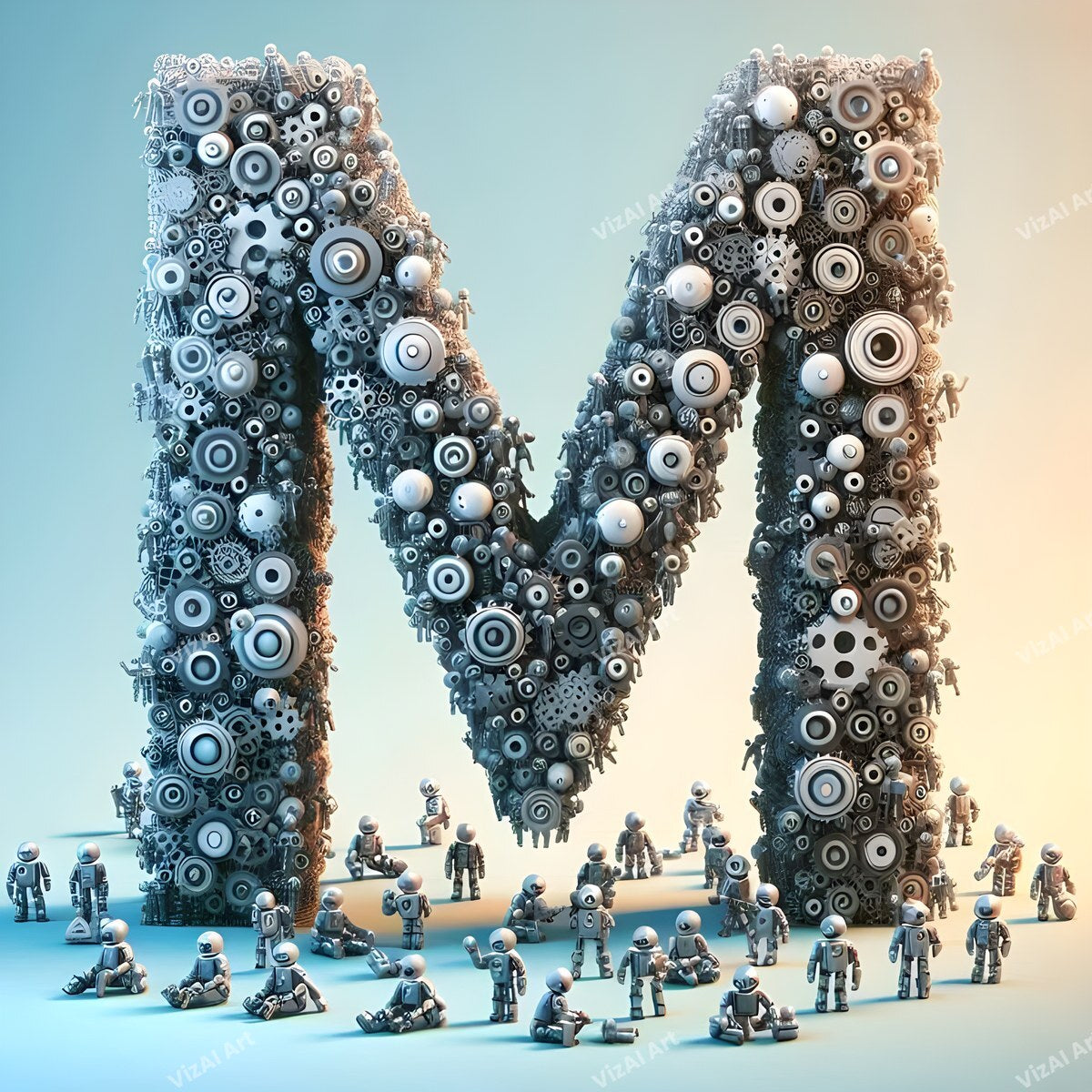 AI Robot alphabet letter M