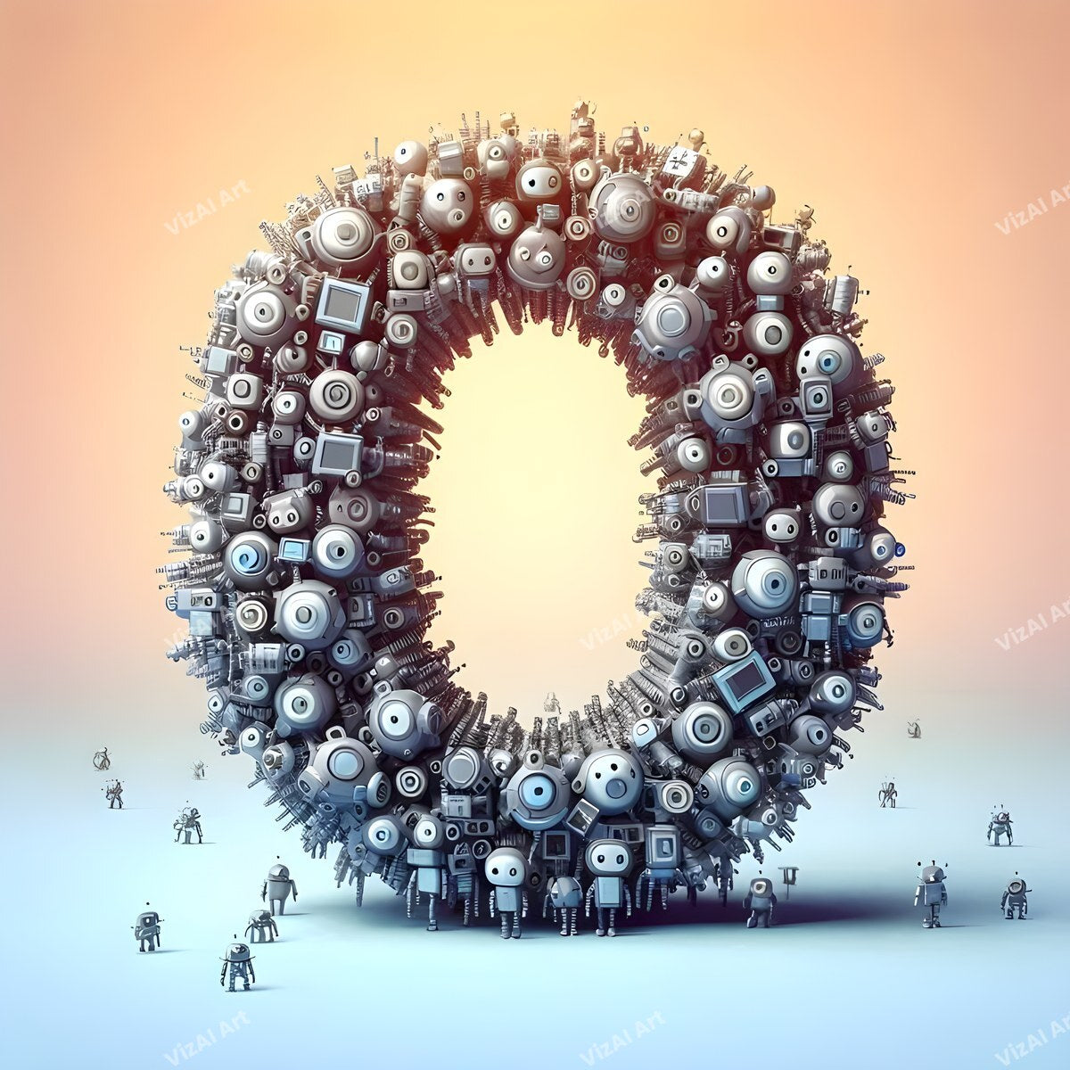 AI Robot alphabet letter O