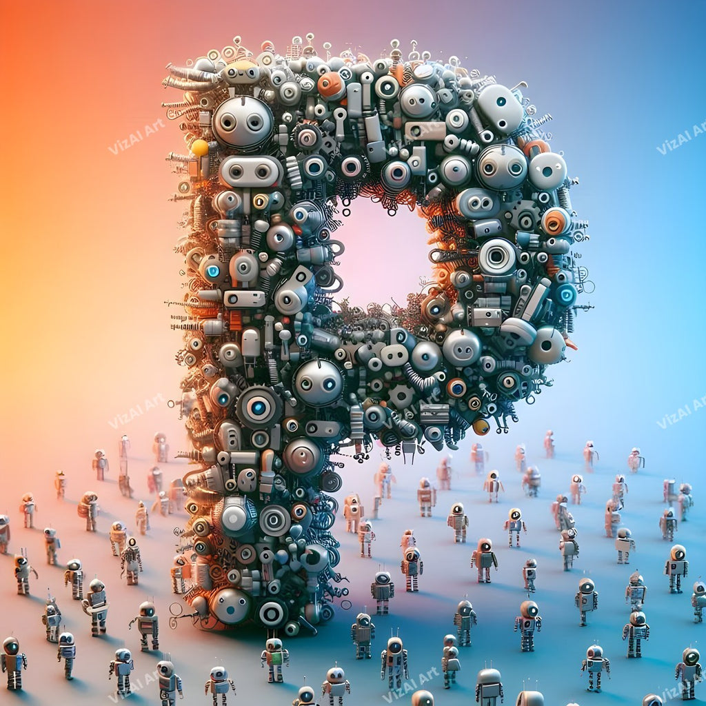 AI Robot alphabet letter P