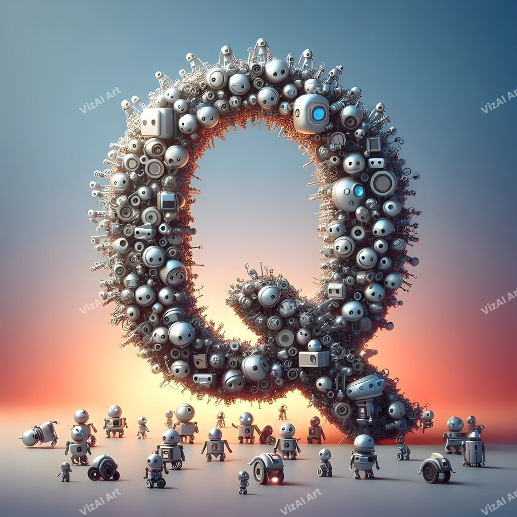 AI Robot alphabet letter Q