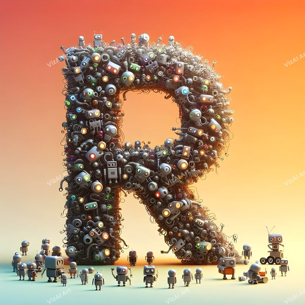 AI Robot alphabet letter R