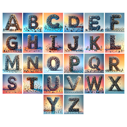 AI Robot alphabet — choose an individual printable letter