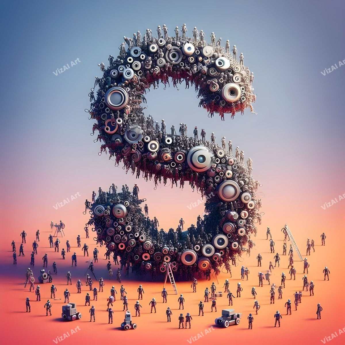 AI Robot alphabet letter S