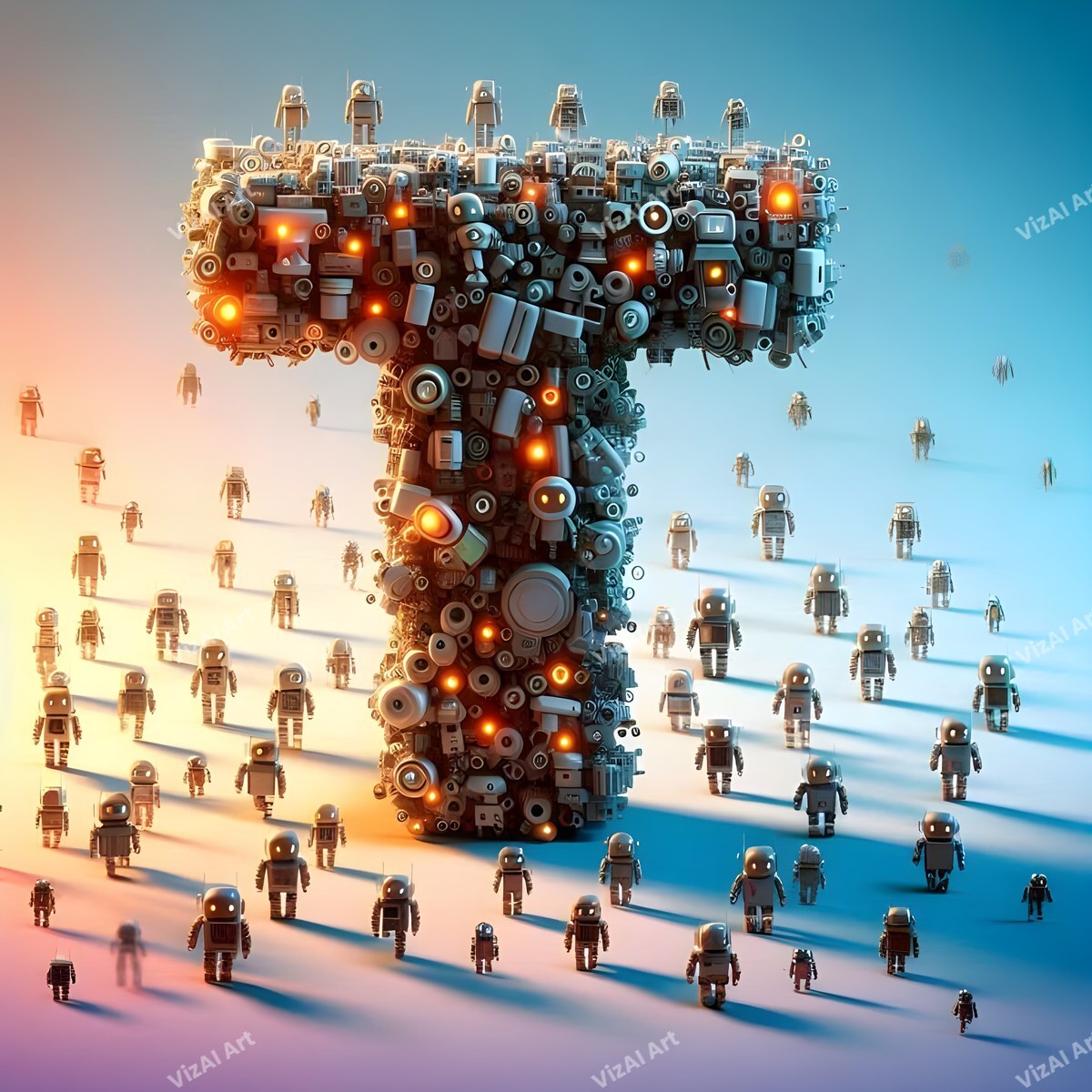 AI Robot alphabet letter T
