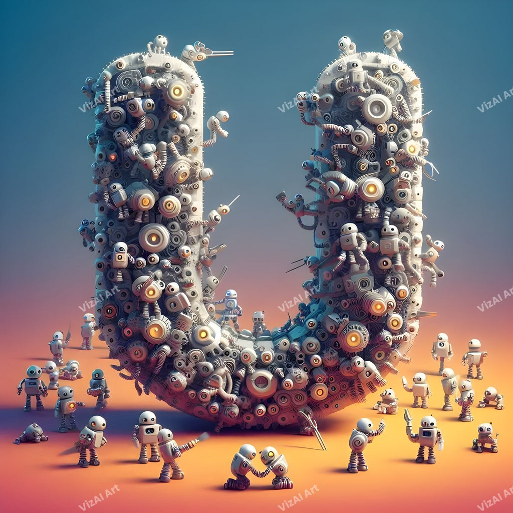 AI Robot alphabet letter U