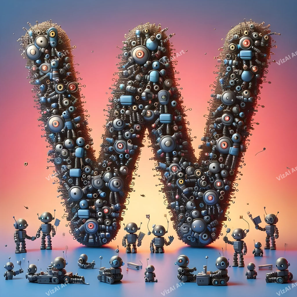 AI Robot alphabet letter W