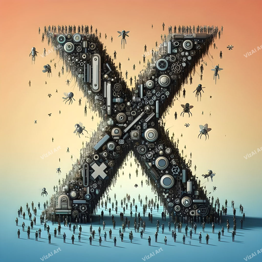 AI Robot alphabet letter X