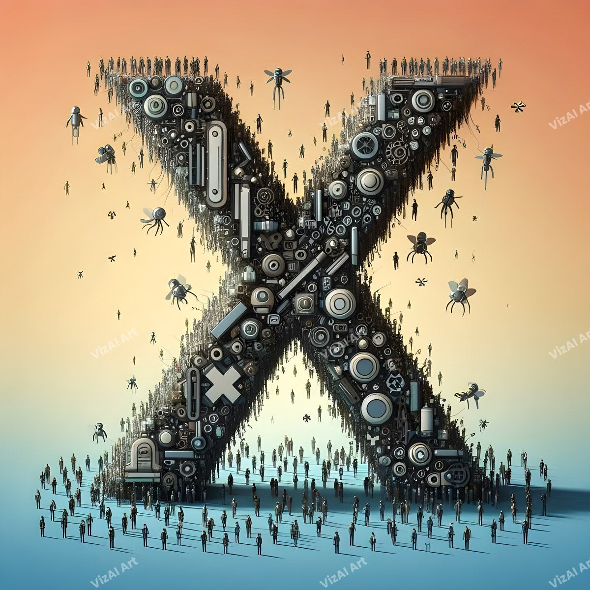 AI Robot alphabet letter X