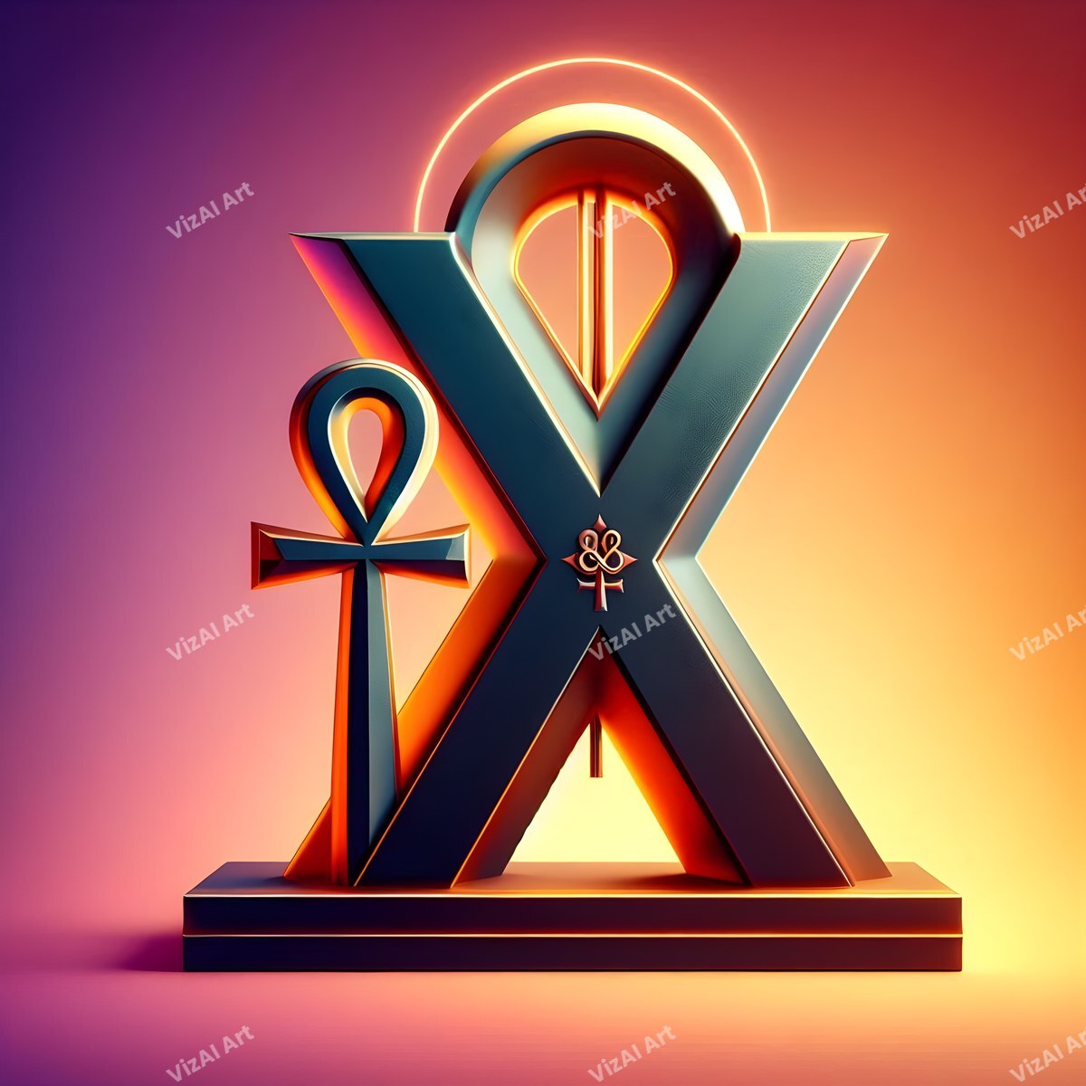 Ankh alphabet letter X