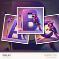 Parrot Paint Purple alphabet — choose an individual printable letter