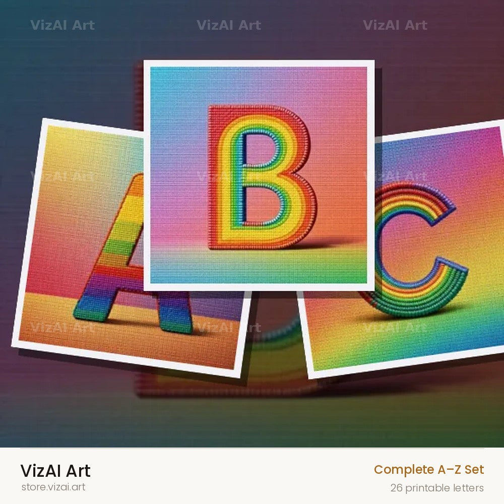 Rainbow Knit Textile alphabet — choose an individual printable letter