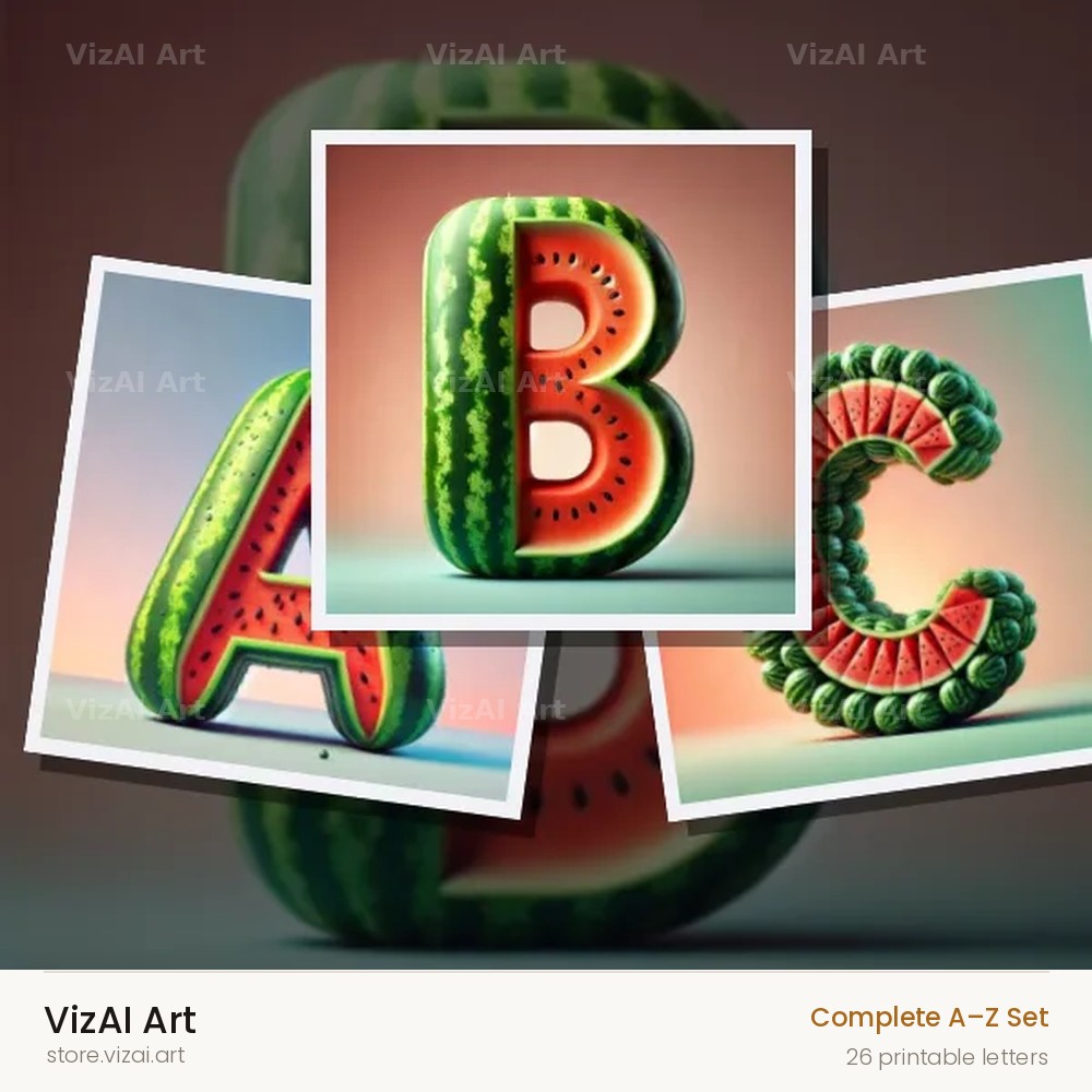 Watermelon Rind Green alphabet — choose an individual printable letter
