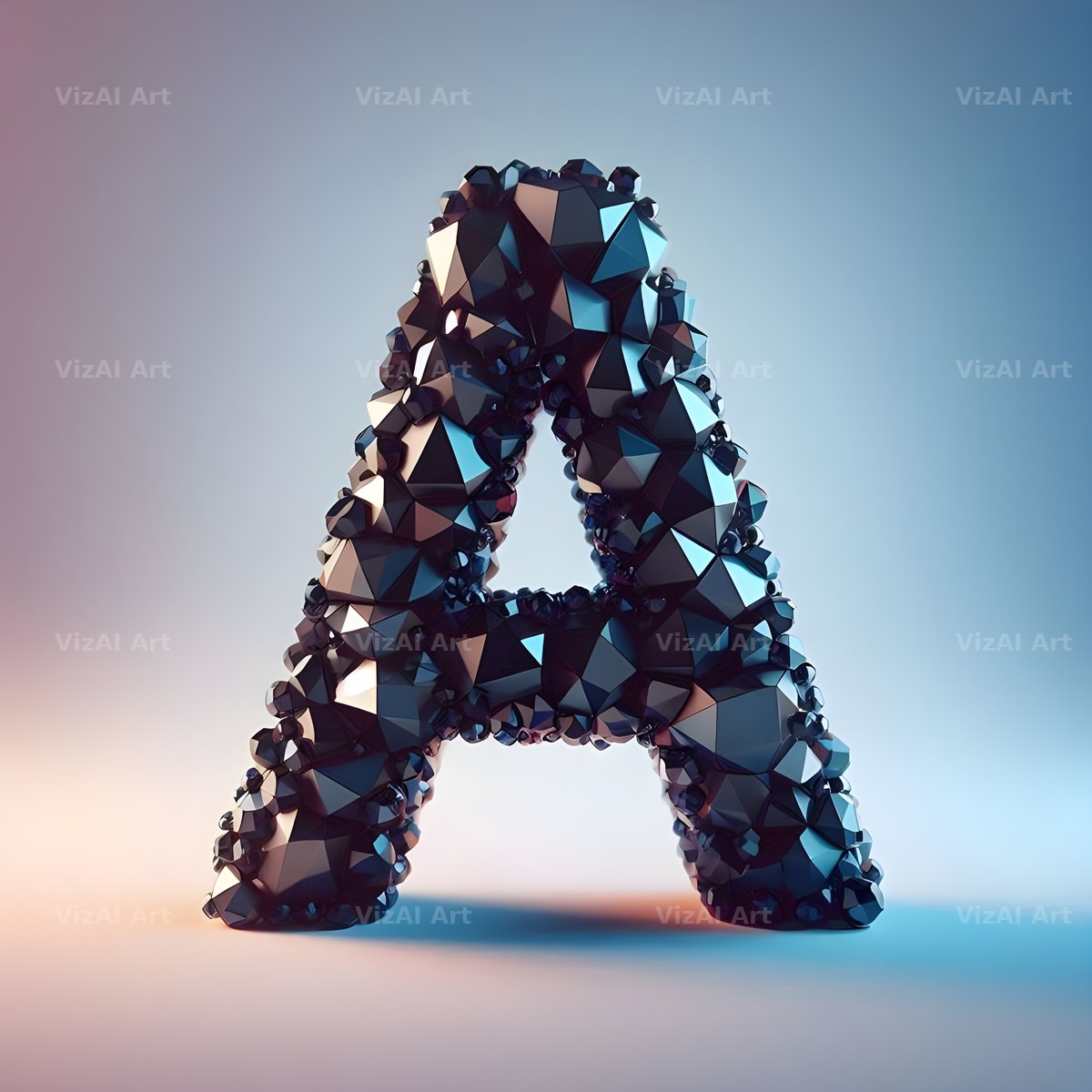 Black Crystal alphabet letter A