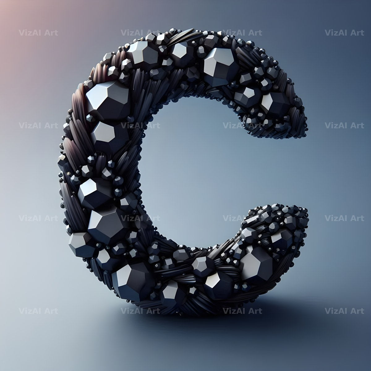 Black Crystal alphabet letter C