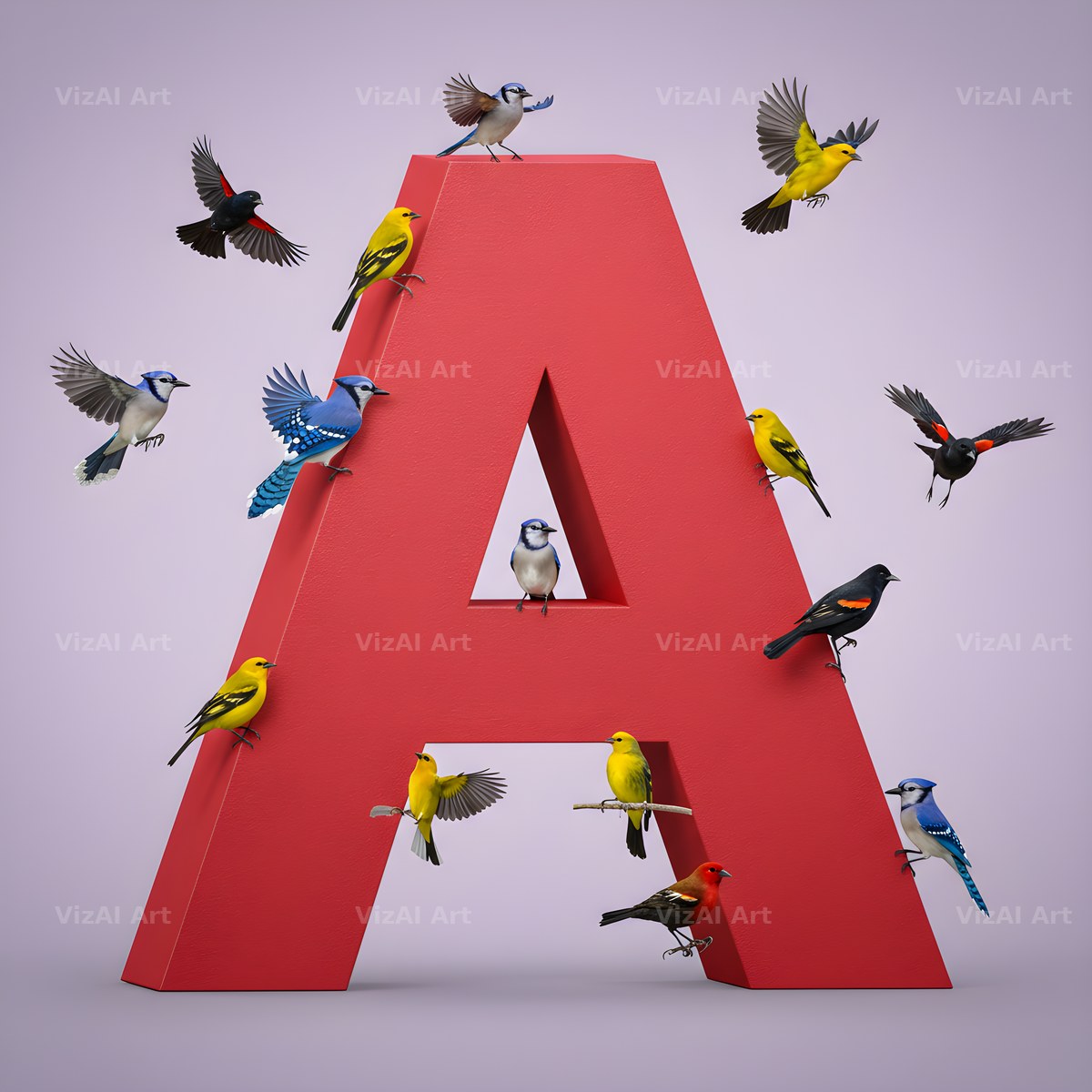 Garden Bird alphabet letter A