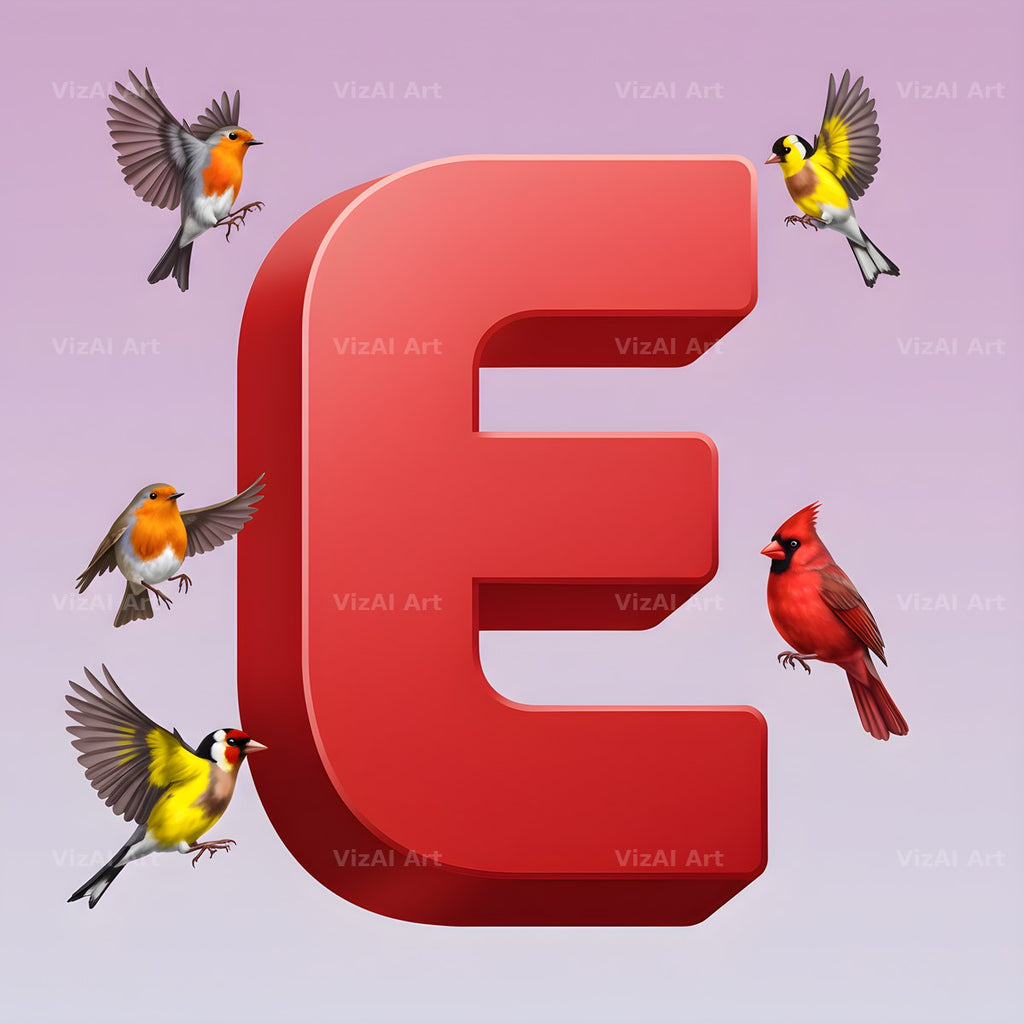 Garden Bird alphabet letter E
