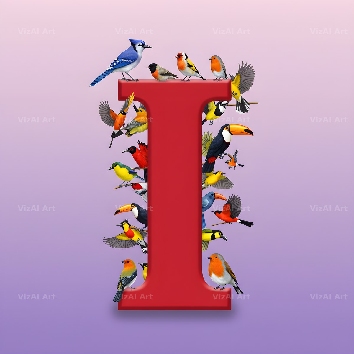 Garden Bird alphabet letter I