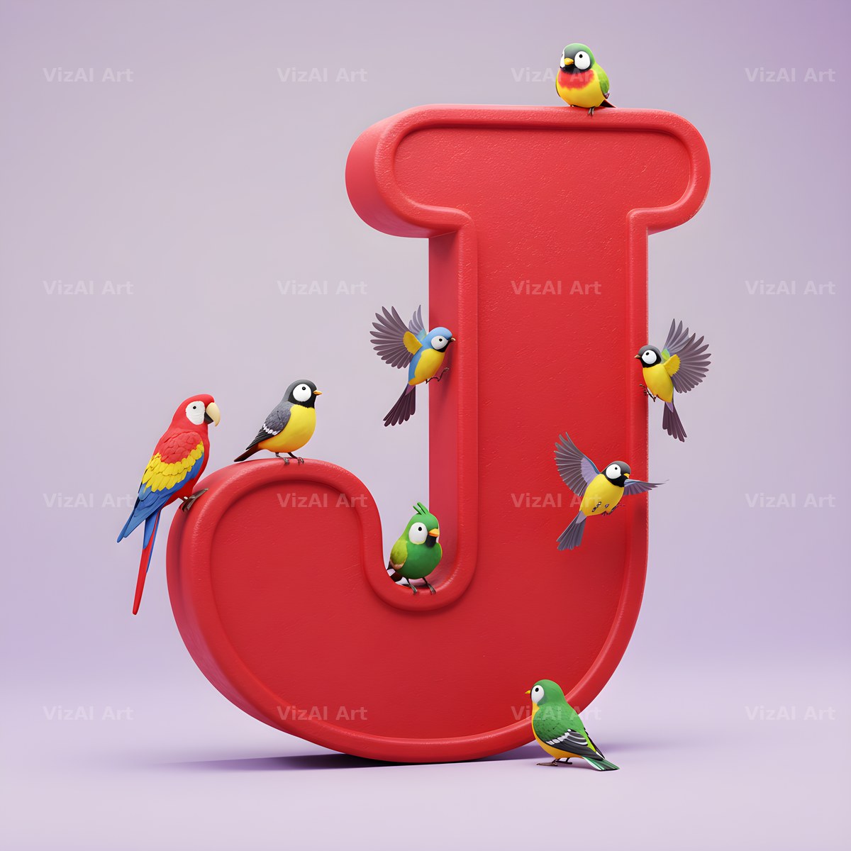 Garden Bird alphabet letter J
