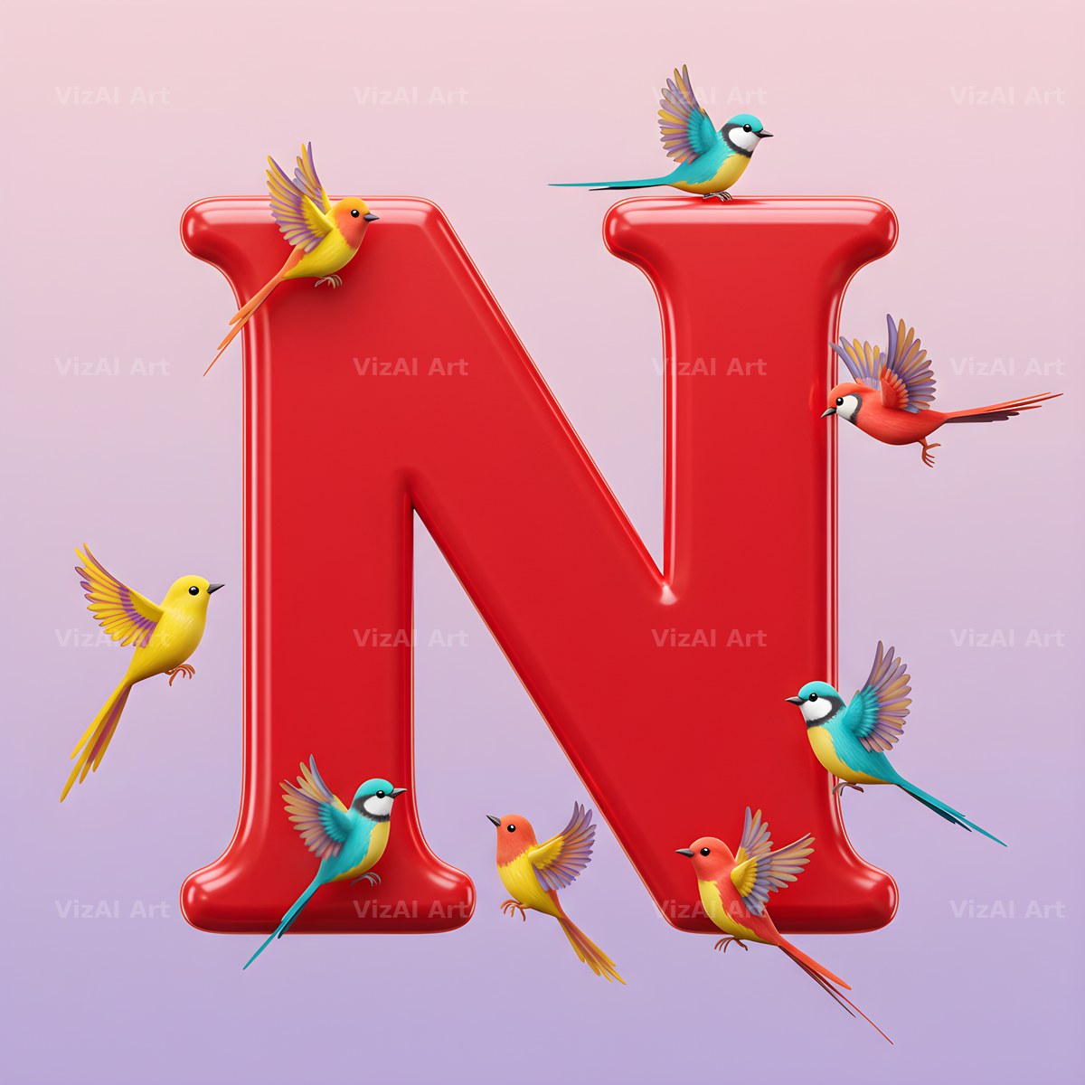 Garden Bird alphabet letter N