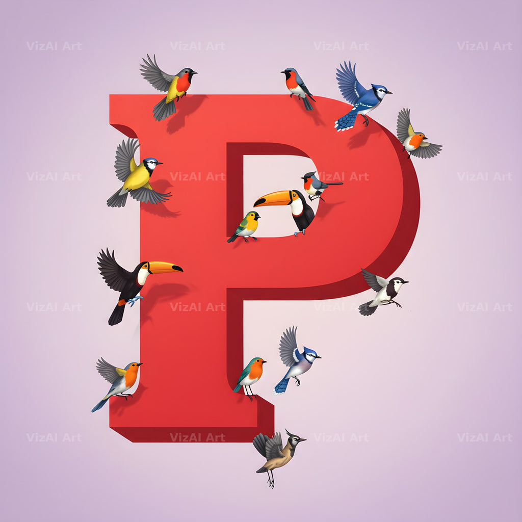 Garden Bird alphabet letter P