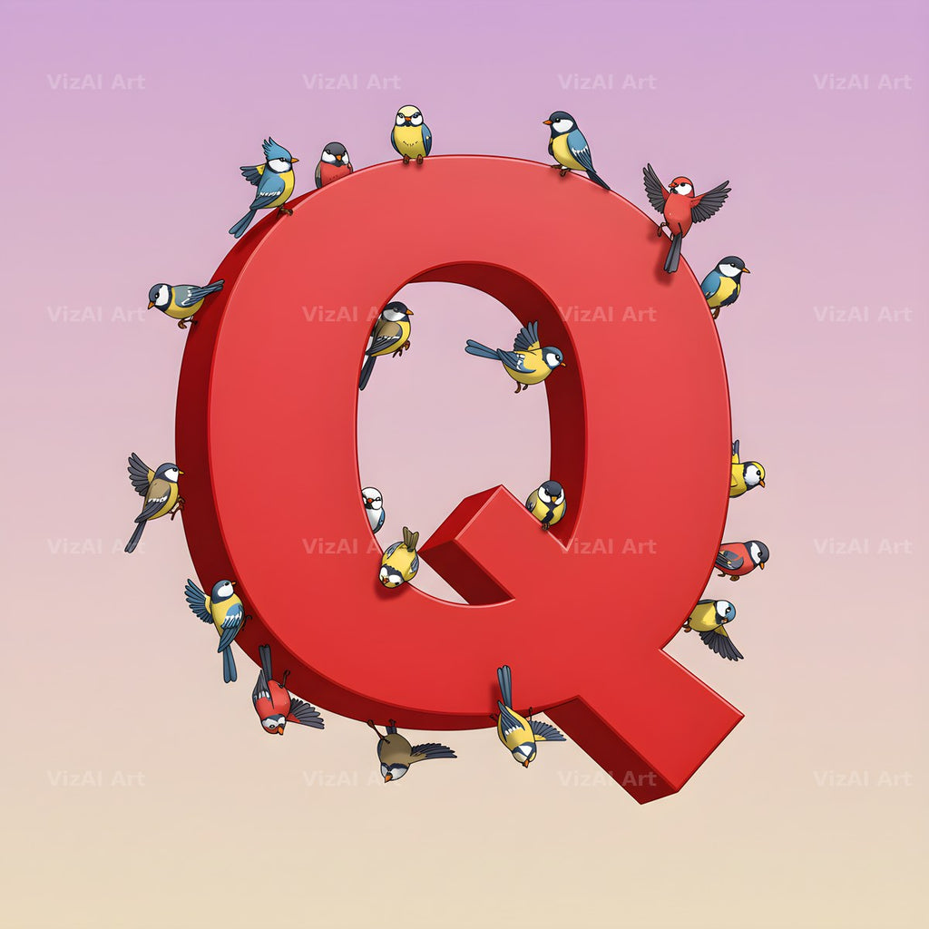 Garden Bird alphabet letter Q
