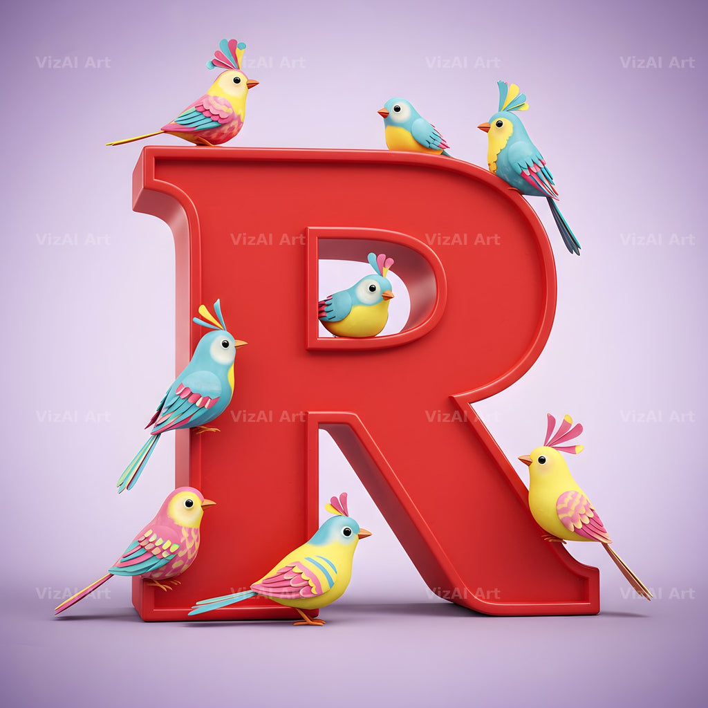 Garden Bird alphabet letter R