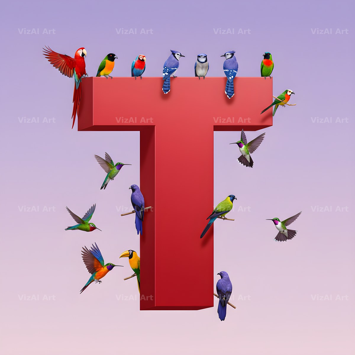 Garden Bird alphabet letter T