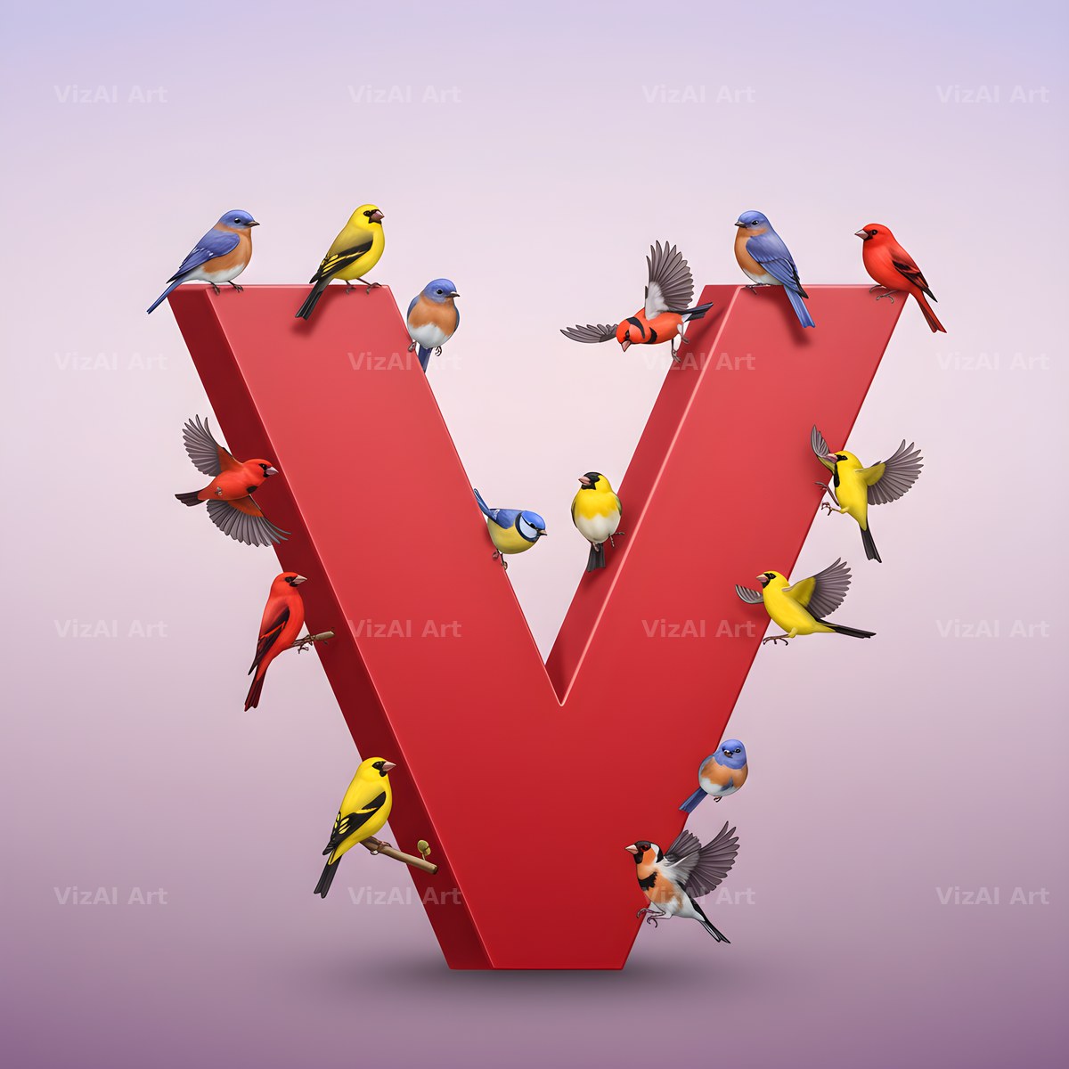 Garden Bird alphabet letter V