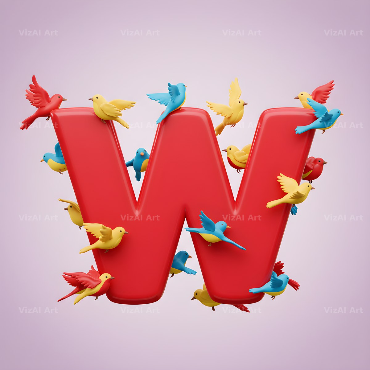 Garden Bird alphabet letter W