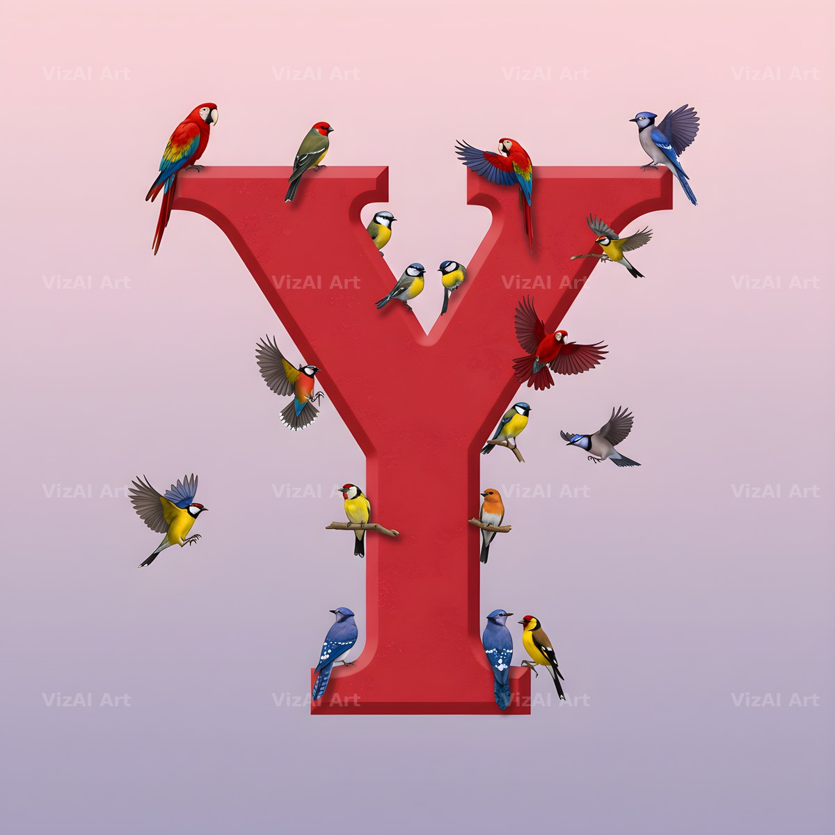 Garden Bird alphabet letter Y