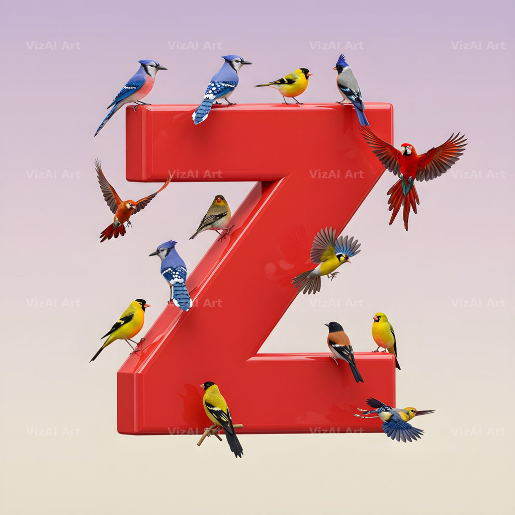 Garden Bird alphabet letter Z