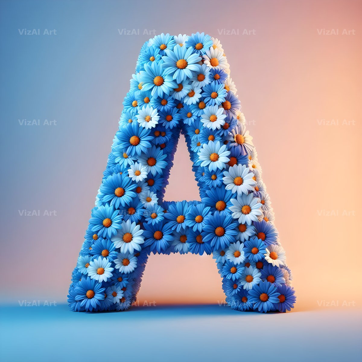 Blue Daisy alphabet letter A