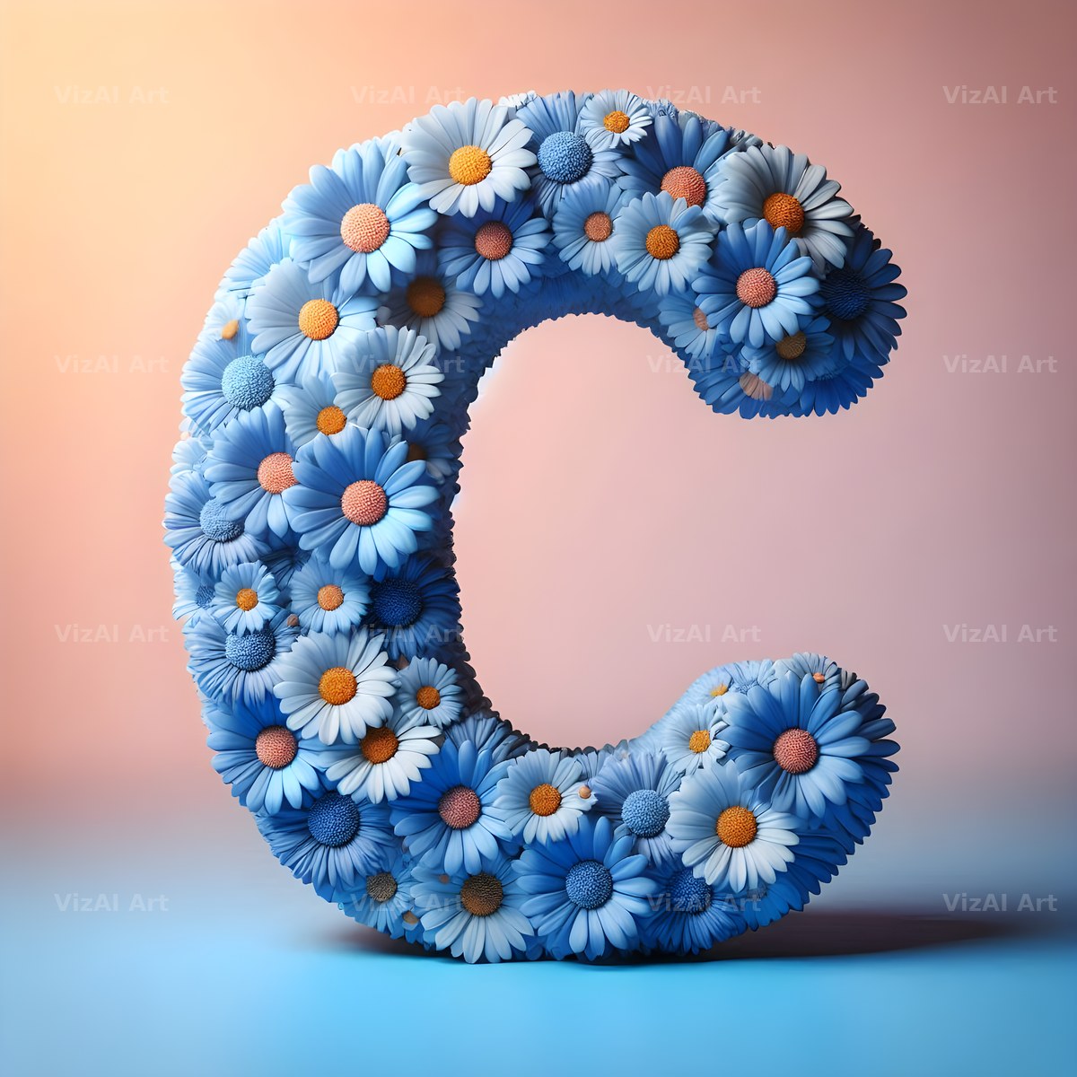 Blue Daisy alphabet letter C