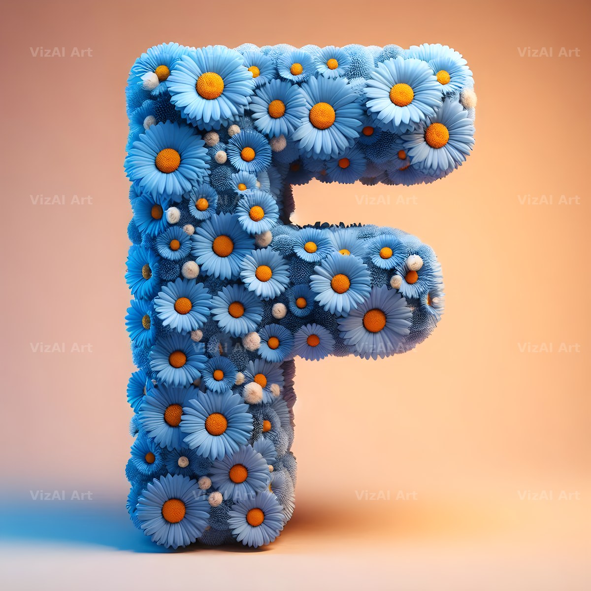 Blue Daisy alphabet letter F