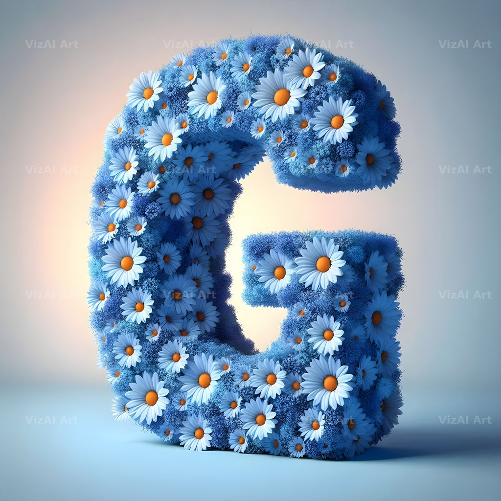 Blue Daisy alphabet letter G
